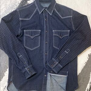 Dark indigo Blue Western Style Wabash work Shirt xl. Excellent condition!